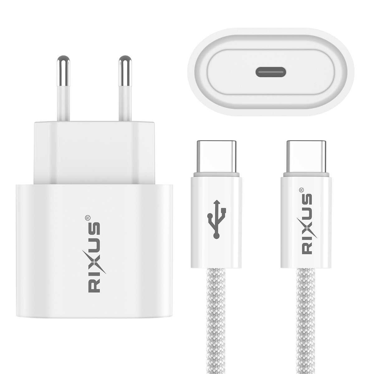 Rixus RXHC30C Fast Charger USB-C To USB-C Cable