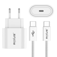Rixus RXHC30C Schnellladegerät USB-C auf USB-C Kabel