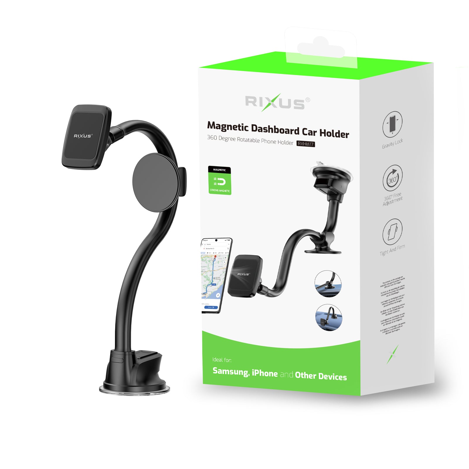 Rixus RXHM17 Magnetic Phone Mount Dashboard Phone Holder
