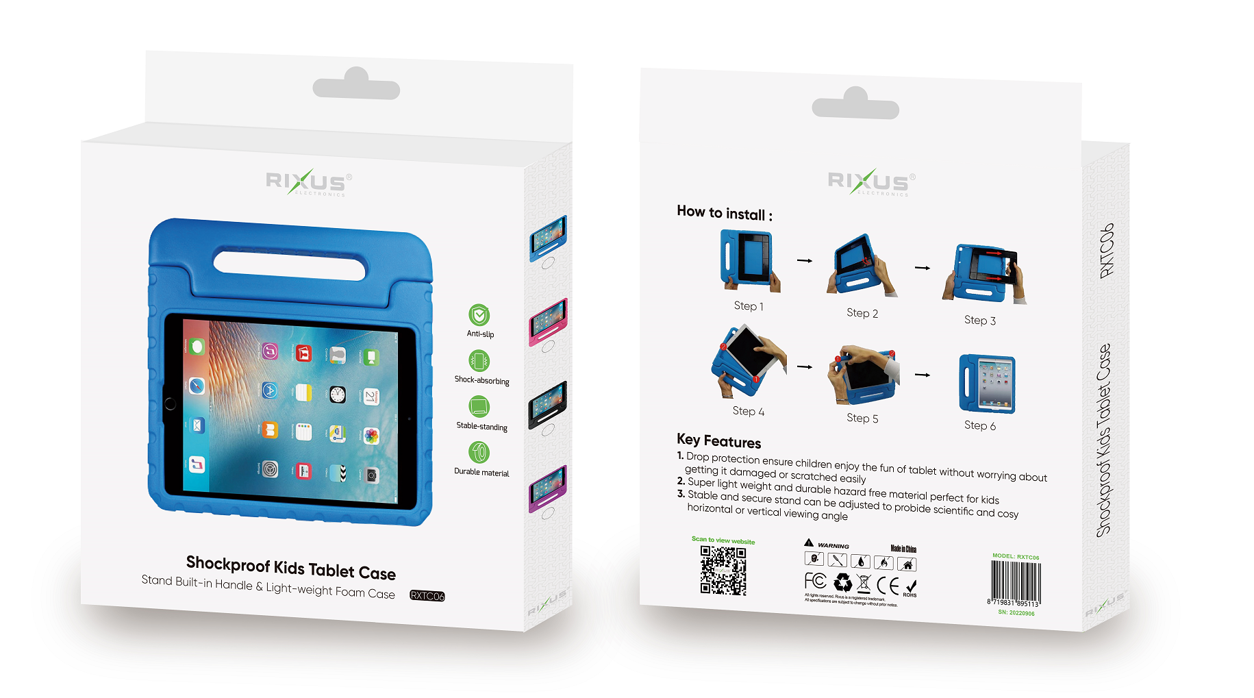 Rixus RXTC06 Tablet Kids Case For IPad 2, 3, 4 9.7''