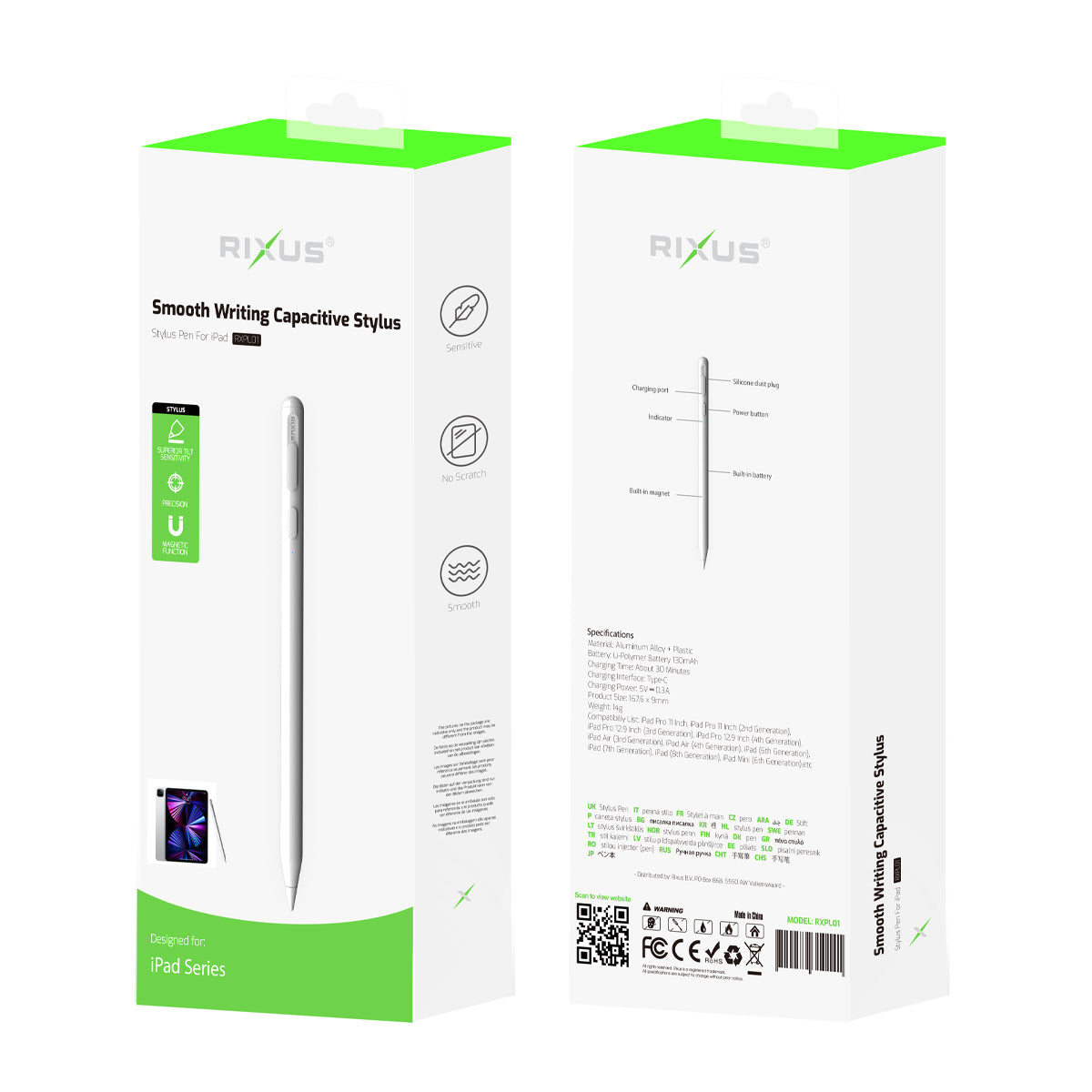 Rixus RXPL01 Pencil With Fast Charge And Palm Rejection