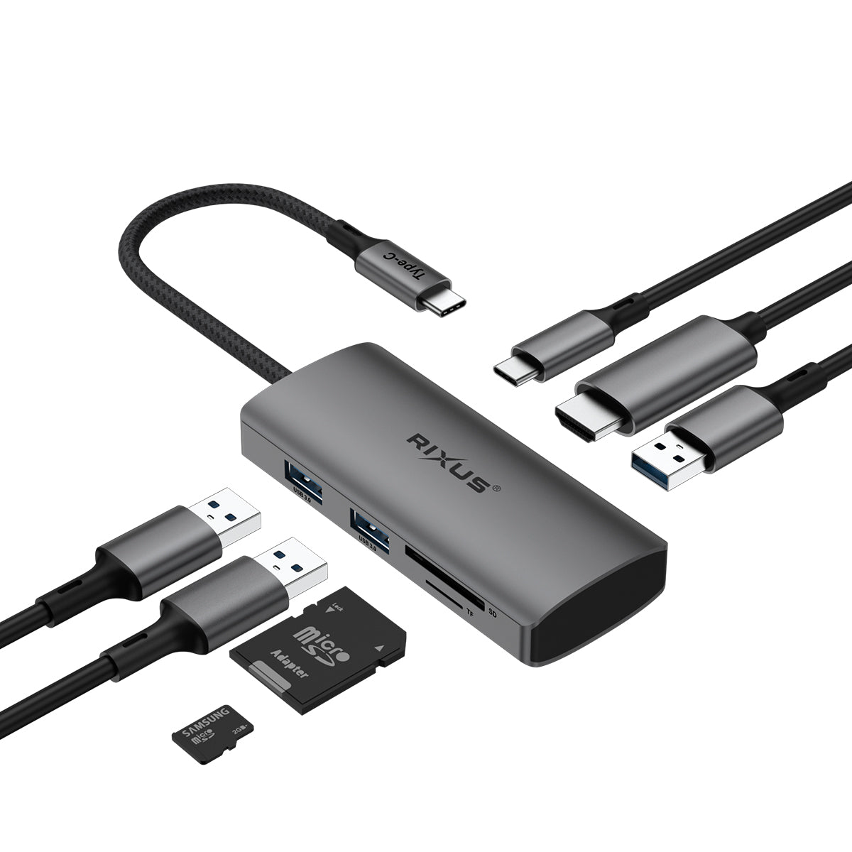 Rixus RXHU10 USB-C-auf-HDMI-Adapter mit Dockingstation