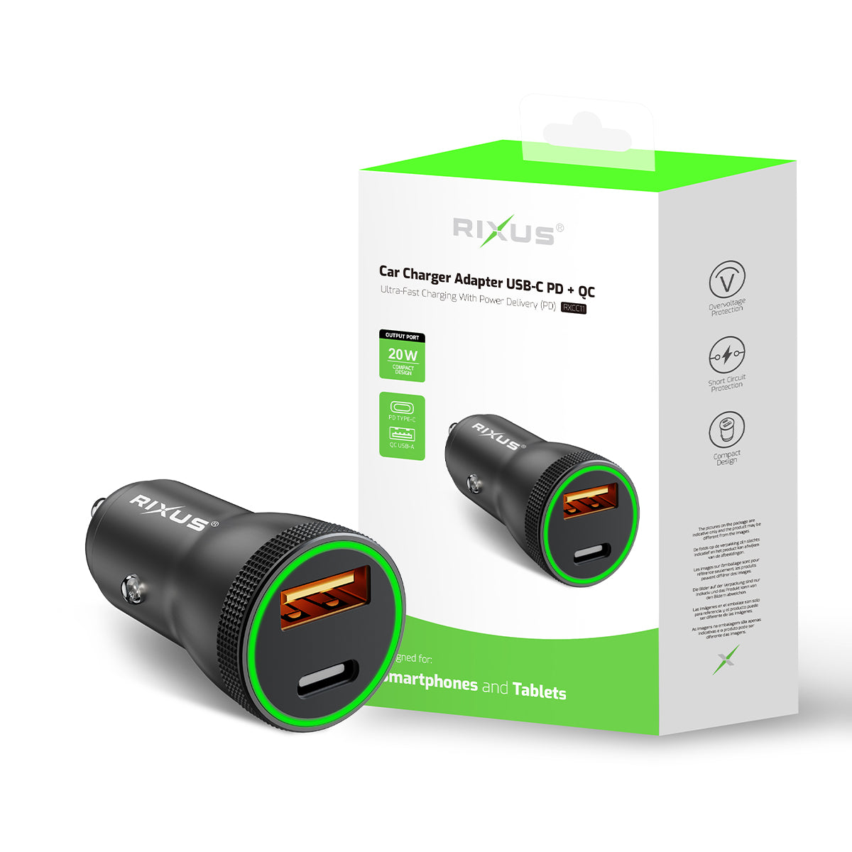 Rixus RXCC11 USB-C PD+QC Car Charger