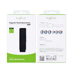 Rixus magnetisches Silikonarmband für Apple Watch 38 mm, 40 mm, 41 mm Schwarz und Grau